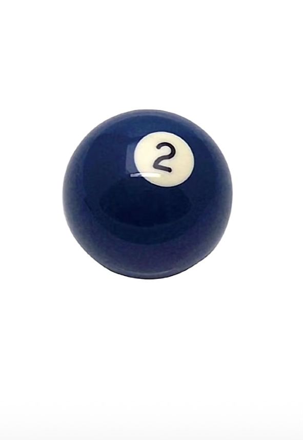 a blue pool ball with the number two on it's side and a white background