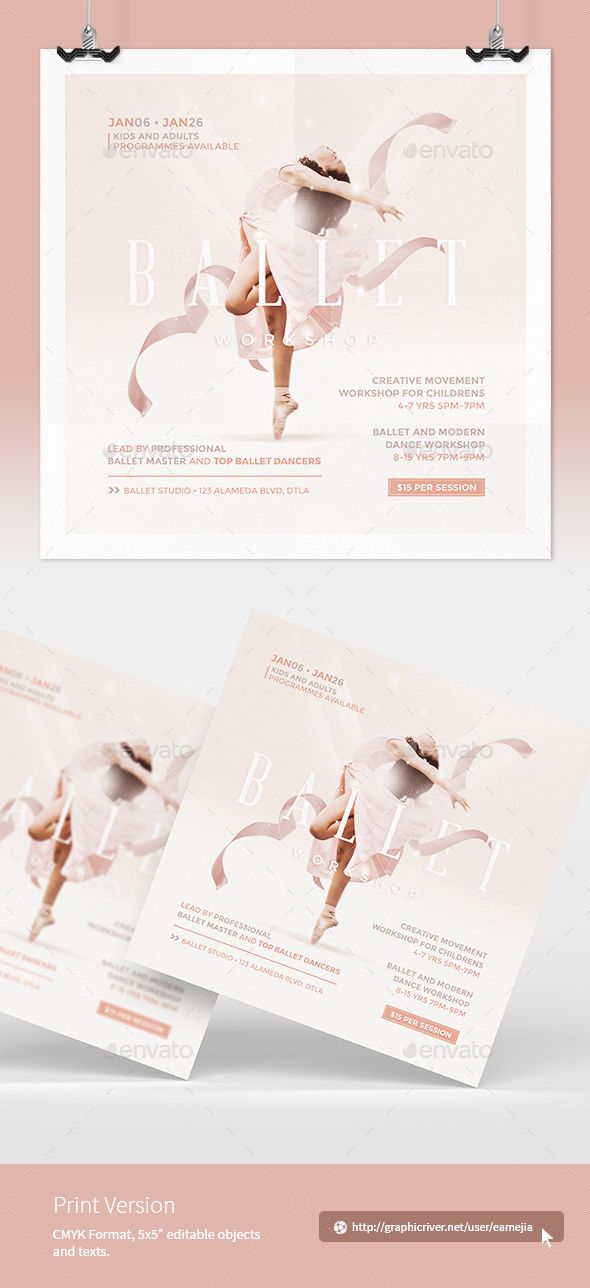 a set of three flyers with an image of a dancer on the front and back