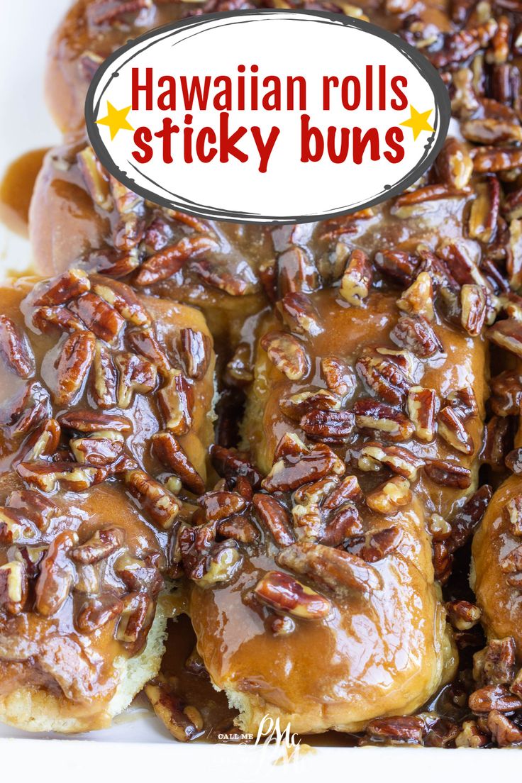 this hawaiian rolls sticky buns has pecans on top