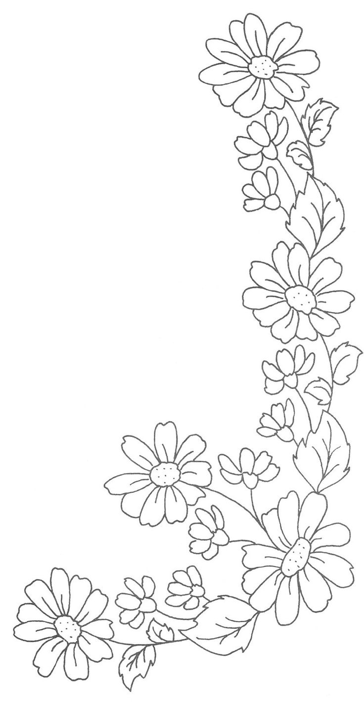 the letter l with flowers on it is outlined in black and white, as well as an