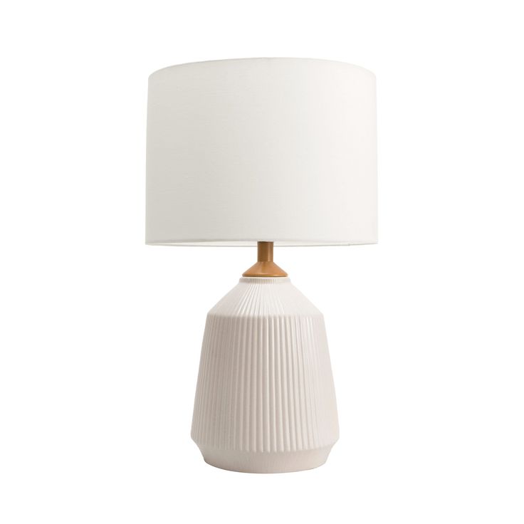 WHITE CERAMIC FLUTED TABLE LAMP - 24 | LIGHTING Neutral Lamps, Cream Table Lamps, Cream Table, Transitional Table Lamps, White Light Bulbs, Drum Lampshade, Light Bulb Types, Beautiful Lamp, Modern Table Lamp