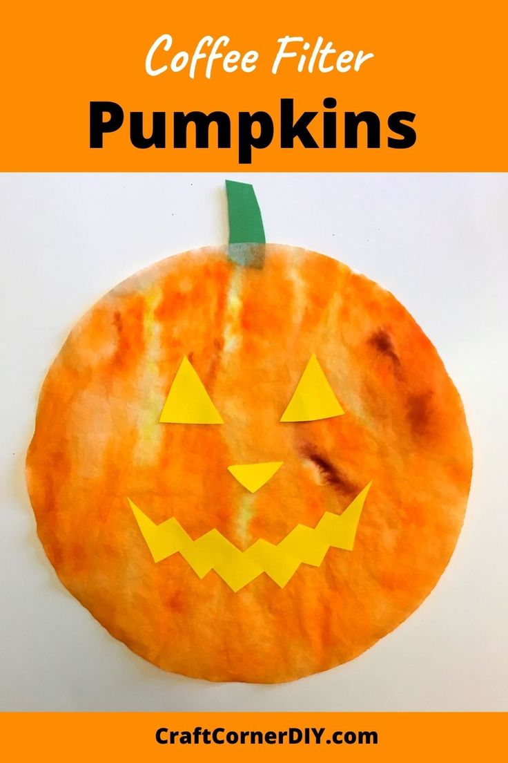 coffee filter pumpkin craft for kids to make