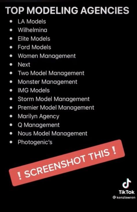 the top modeling agencies list is shown in red and black, with an arrow pointing to it