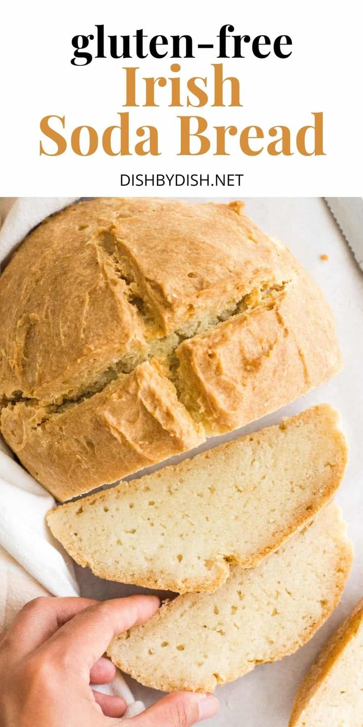 a loaf of gluten - free irish soda bread is cut into slices