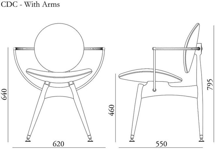 the side view of a chair with arms and legs, showing measurements for each seat