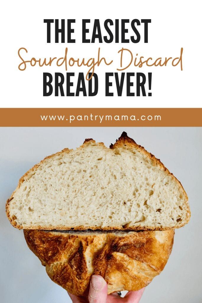 a person holding up a piece of bread with the words, the easier sourdough di