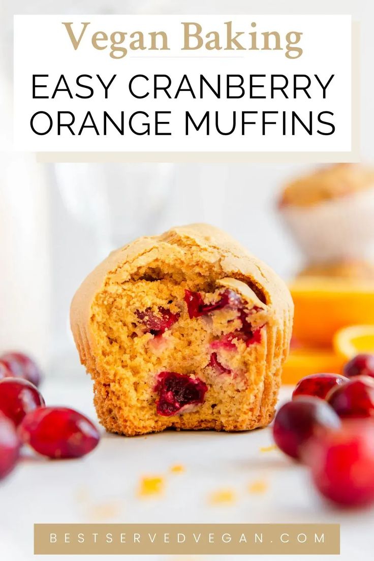 an easy cranberry orange muffin is cut in half