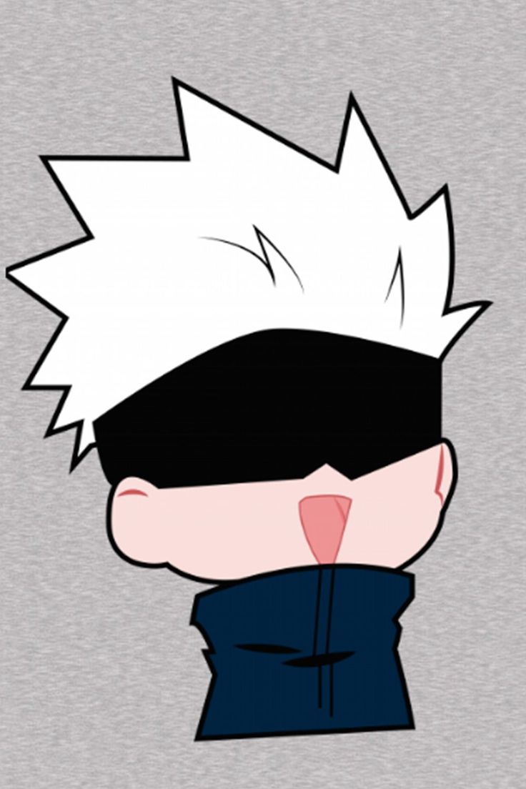 an image of a cartoon character with black hair and white hair, wearing a blue shirt