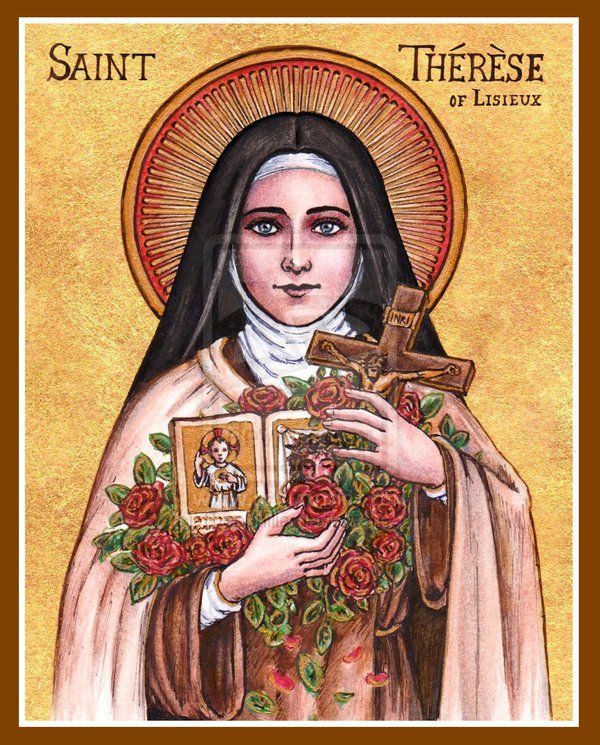 the icon of saint theresa with roses in her hands