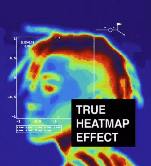 an image of a man's head with the words true heatmap effect