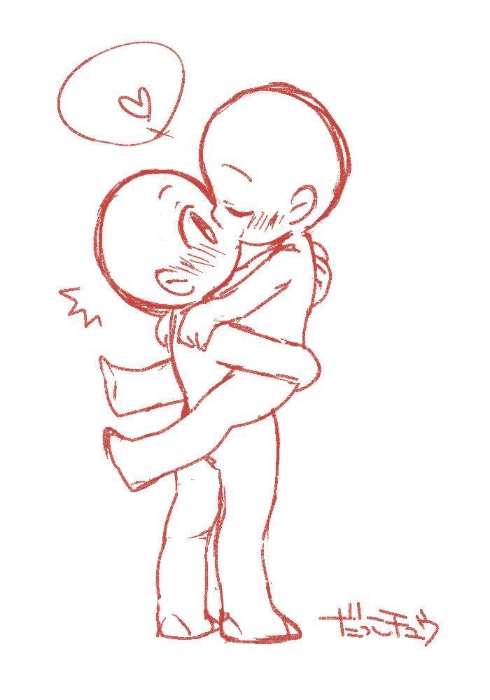 a drawing of two people hugging each other