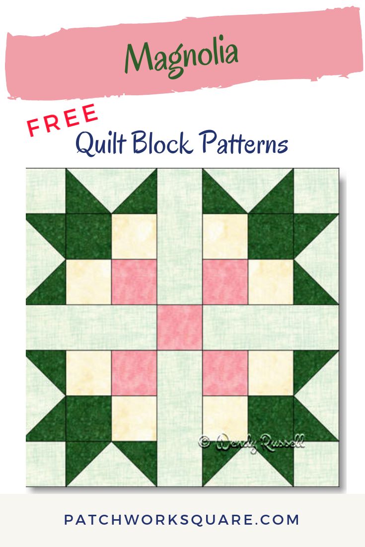 the free quilt block pattern is featured in this article