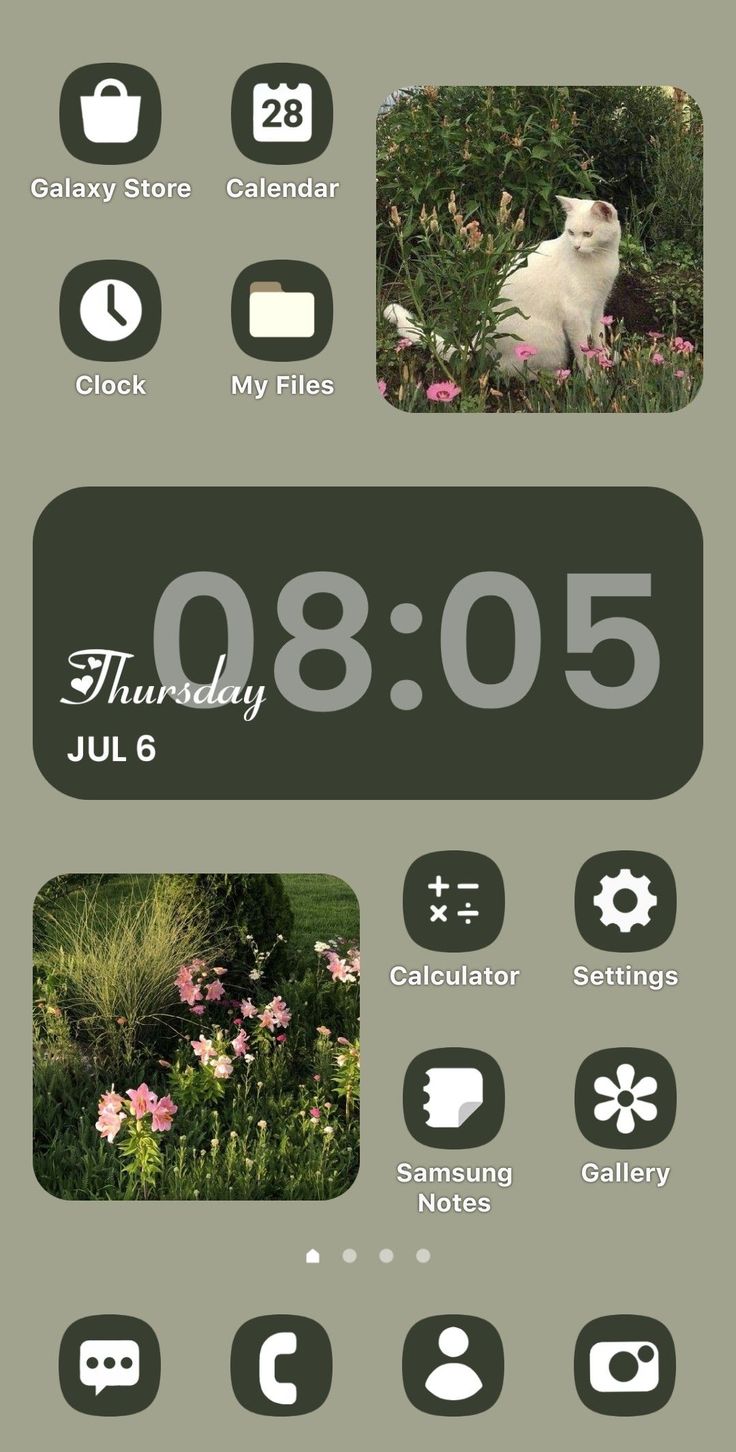 an image of the time and date on a phone screen with flowers in the foreground