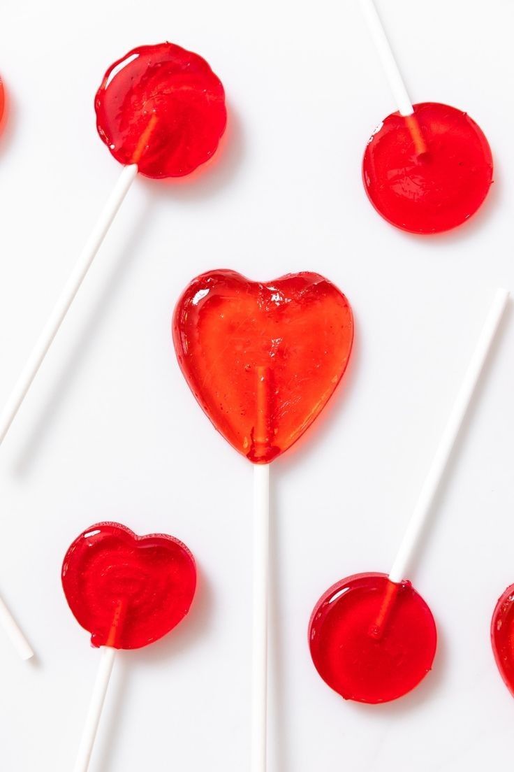 some lollipops are shaped like a heart