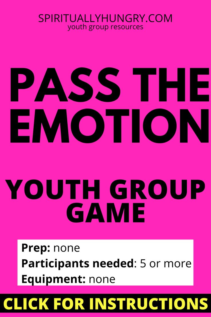 a pink poster with the words pass the emotion youth group game