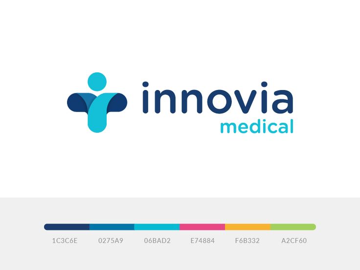 the innova medical logo is shown in blue, green and yellow colors on a white background