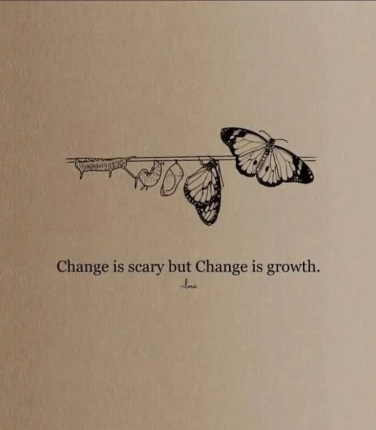 an old book with two butterflies on it and the words change is scary but change is growth