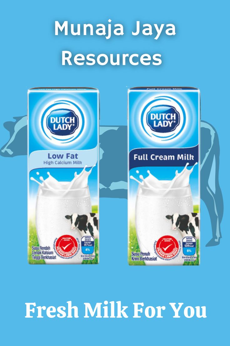 two boxes of fresh milk with cows in the background and text that reads, munaja jaya resources