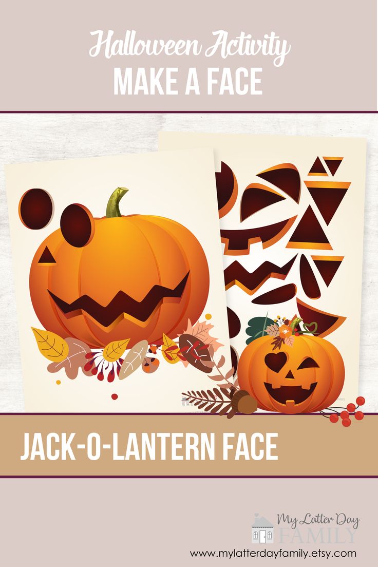 jack - o - lantern face cut out with the text halloween activity make a face