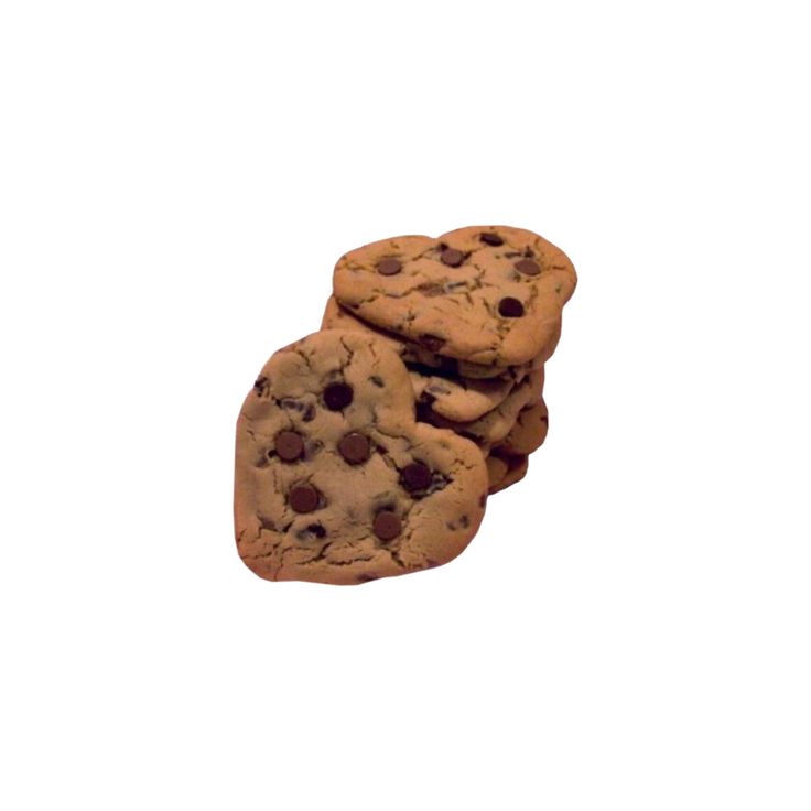 three chocolate chip cookies stacked on top of each other