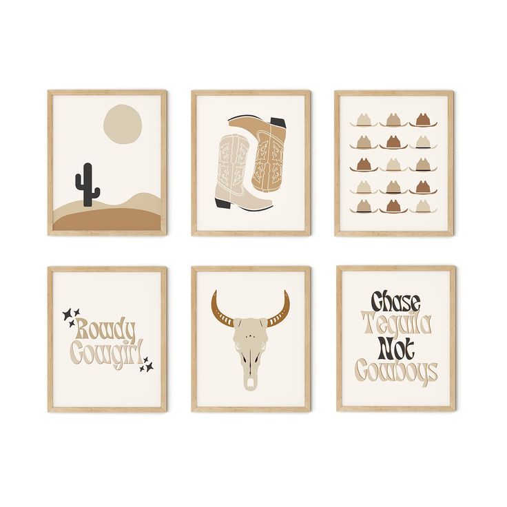 PRICES MAY VARY. Size: Set of 6 pictures, 8x10 inch, printed on cardboard. Western wall art: cactus, boots, hat, rowdy cowgirl, skull, teguila. Western Home Decor: Perfect western aesthetic posters for bedroom, college dorm, living room and apartment. Premium Protected: Our aesthetic country wall art prints set is shipped in reinforced 100% paperboard mailer. Quality Guaranteed: If there are any problems with your country wall decor, we’re happy to offer a full refund or replacement. An Aestheti Country Girl Rooms, Western Room Decor, Cowgirl Bedroom, Western Room, Cowgirl Room, Cowgirl Poster, Western Wall Decor, Western Bedroom Decor, Western Rooms