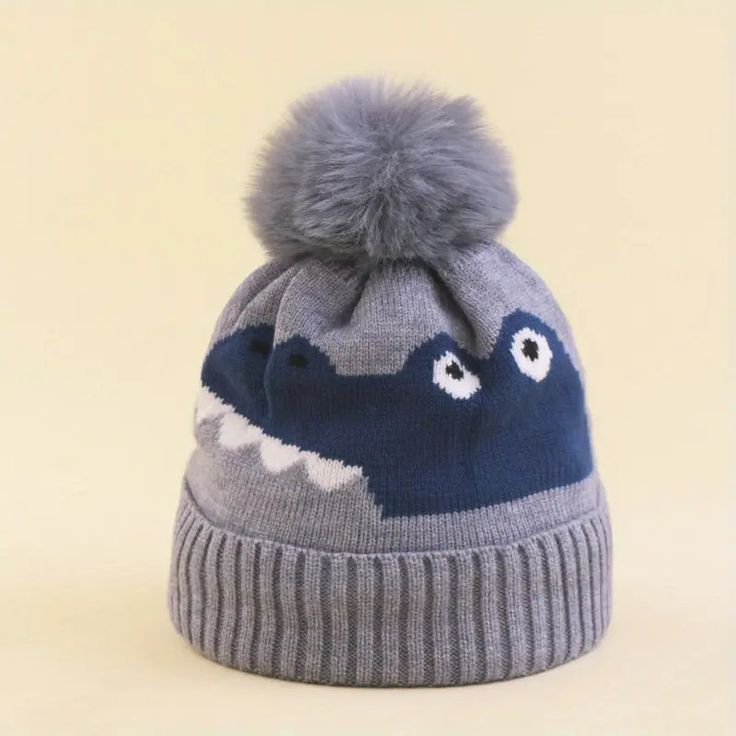 Kids Winter Hat | Croc - Kids Accessories - Poshinate Kiddos Baby & Kids Store - Front view of Croc hat Warm Hats For Winter Outdoor Activities, Warm Winter Hat For Outdoor Activities, Warm Hat For Winter Sports, Winter Sports Hats With Fleece Lining, Winter Cap With Plush Lining, Playful Knitted Hats For Cold Weather, Insulated Hats For Winter Sports, Navy Adjustable Hat For Winter, Adjustable Navy Winter Hat