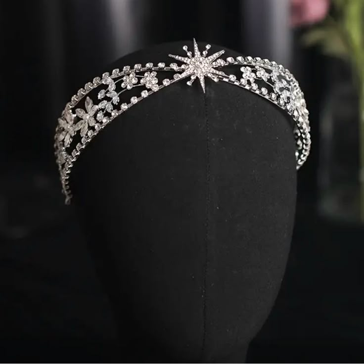 Dark Witchy Wedding, Sabrina Style, Tiara Wedding Hair, Crowns For Women, Christmas Wedding Inspiration, Jewelry Crown, Crystal Bridal Tiaras, Bridal Tiaras, Crown For Women