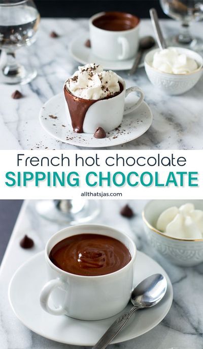 french hot chocolate with whipped cream in a mug