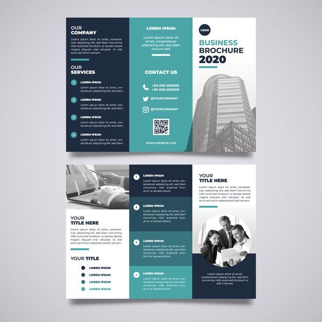 two fold brochure templates with blue accents