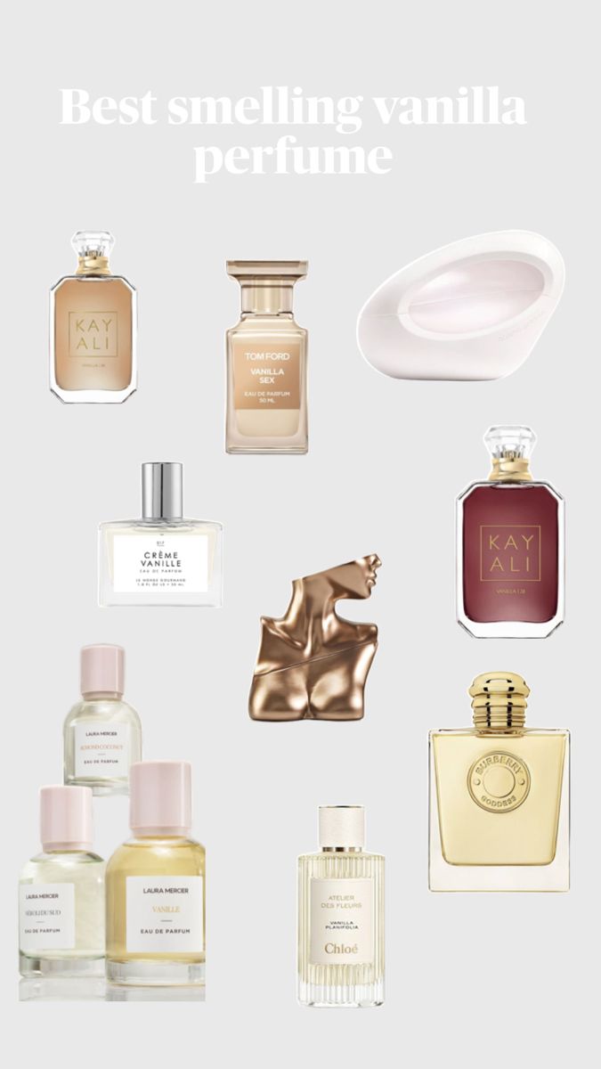 #Pinterest #perfume #vanilla #scent Women Perfume Collection, Hair Perfume Vanilla, Vanilla Skin Perfume, Best Gourmand Fragrances, Clean Scent Perfume For Women, Designer Perfume Aesthetic, Vinalla Perfume, Vanilla Perfume Combo, Cheap Vanilla Perfume