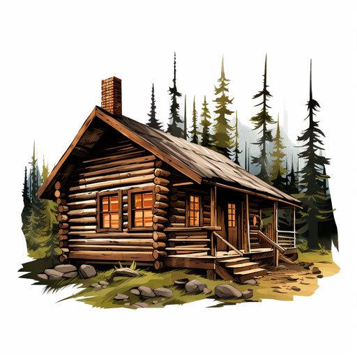 Cabin Clipart in Chiaroscuro Art Style: 4K, Vector & SVG Clipart Cabin Clipart, Chiaroscuro Art, Book Stickers, Cabin Art, Print Advertising, Furniture Details, Digital Advertising, Chiaroscuro, Illustration Inspiration