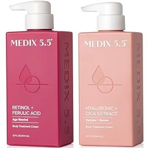 Medix 5.5 Retinol Body Lotion + Hyaluronic Acid Cream, Moisturizer Body & Face Lotion Set | Hydrating + Firming Lotion For Stretch Marks, Wrinkles, & Crepey Skin | Skin Care Products, 2pc Set Retinol Body Lotion, Stretch Mark Cream Pregnancy, Stretch Mark Removal Cream, Firming Body Lotion, Hyaluronic Acid Cream, Firming Lotion, Exfoliating Body Wash, Best Lotion, Stretch Mark Cream