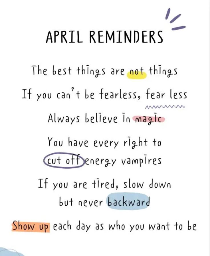 the words are written in different colors and font on a piece of paper that says,'april reminders '