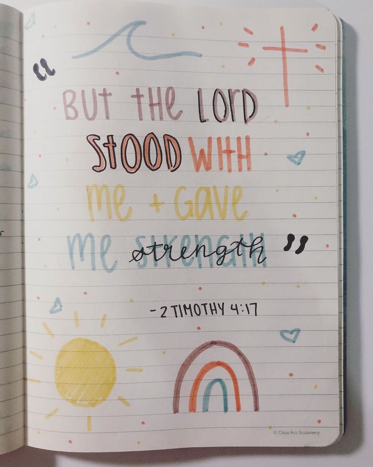 an open notebook with the words, but the lord stood with me and gave me strength