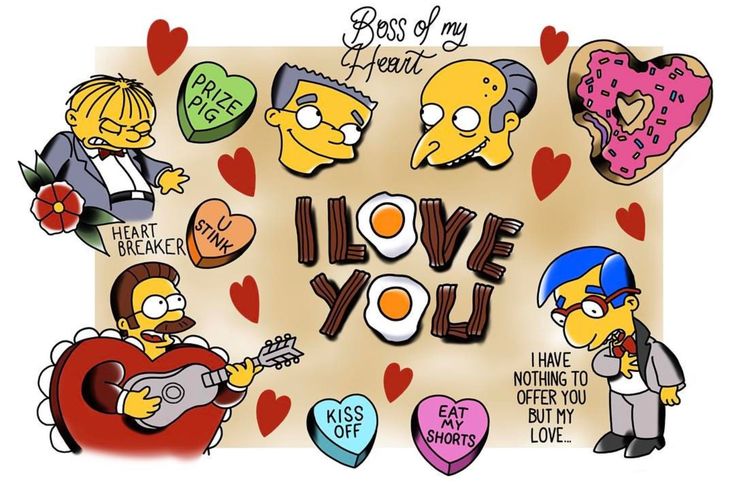 the simpsons characters are in love with each other and one is holding an electric guitar