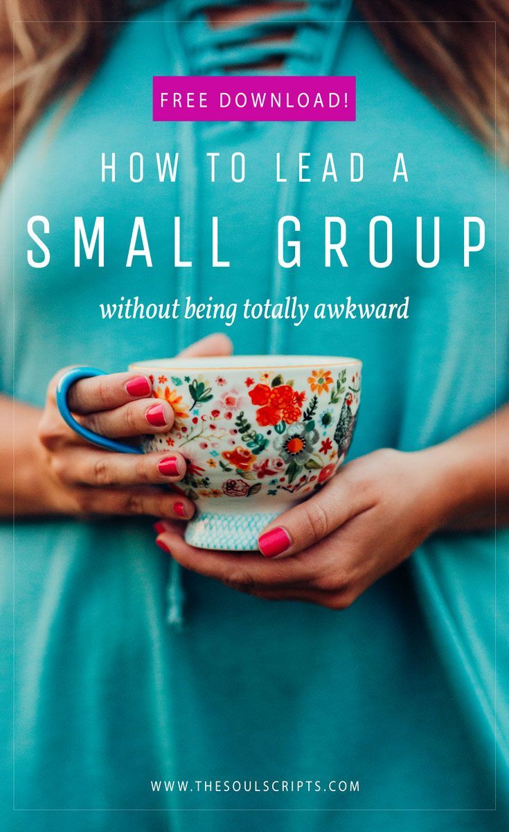 a woman holding a coffee cup with the text how to lead a small group without being totally awkward