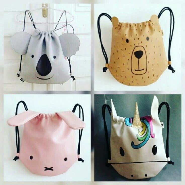 four different purses with animals on them