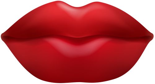 a close up of a red lip on a white background with clipping path to the bottom