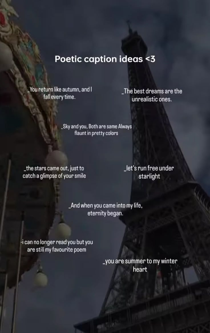 the eiffel tower with poem written below it