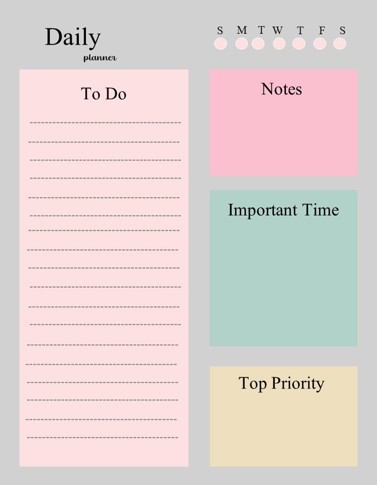 the daily planner is shown with notes and reminders on it, including top priority