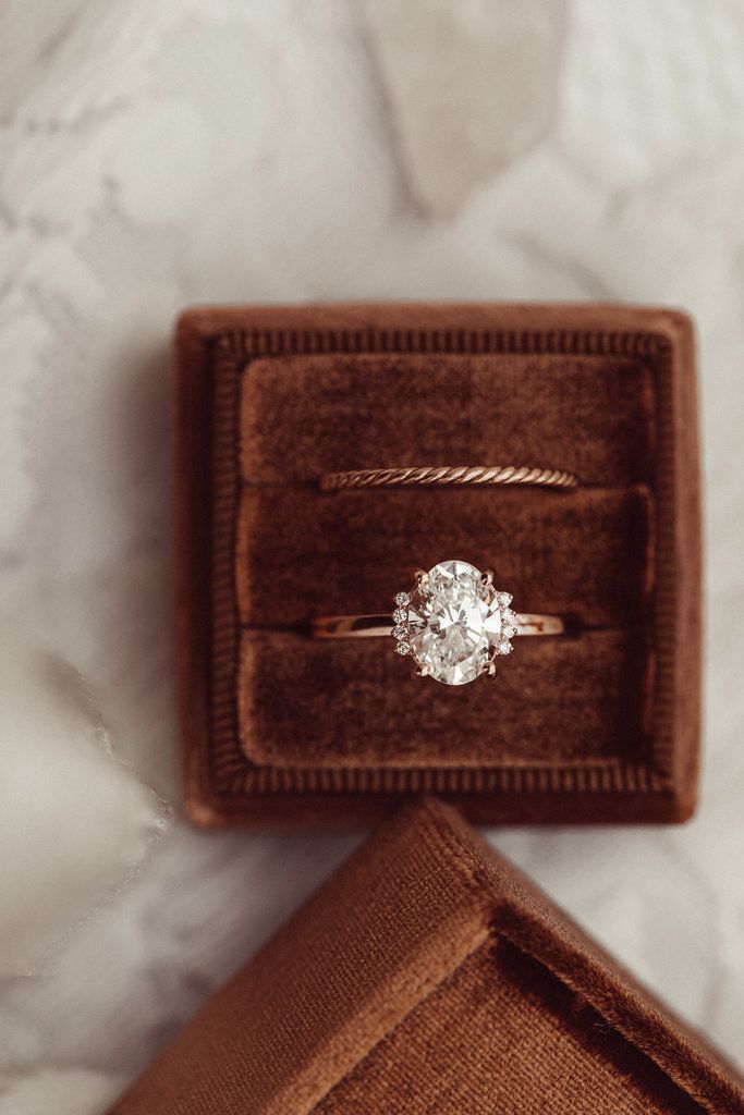 an engagement ring in a velvet box