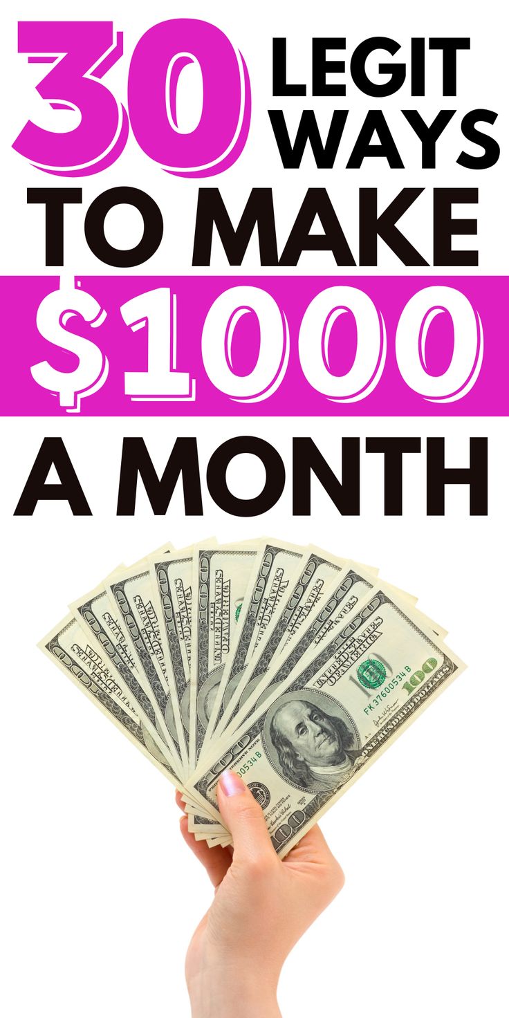 a hand holding money with the words 30 leg ways to make $ 1, 000 a month