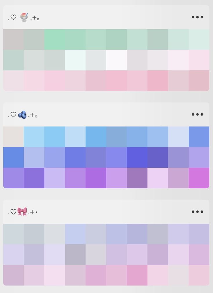 the color palettes are all different colors, but there is no image on them