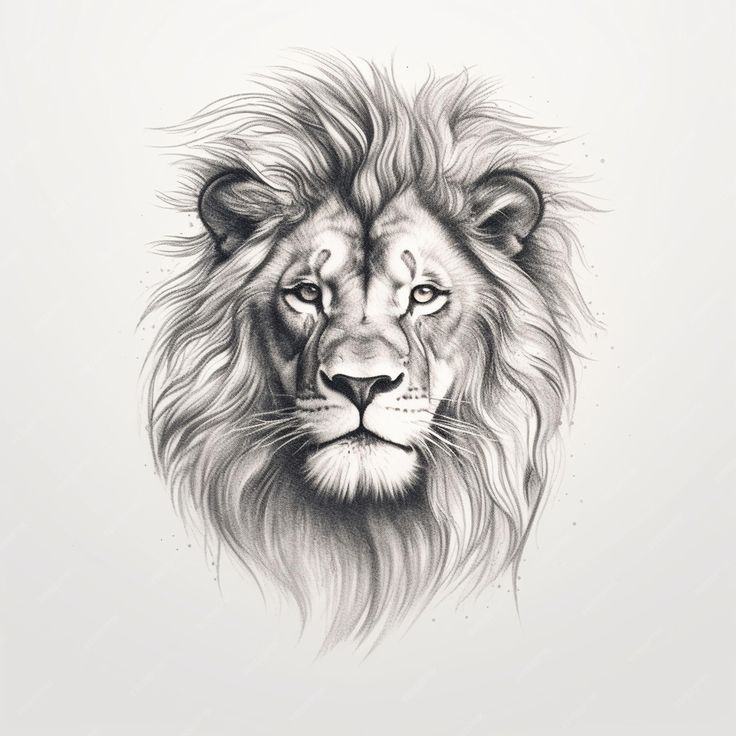 a black and white drawing of a lion's face