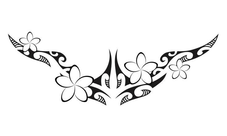 a black and white tattoo design with flowers