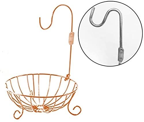 an orange wire basket with a hook on it and a white umbrella in the background