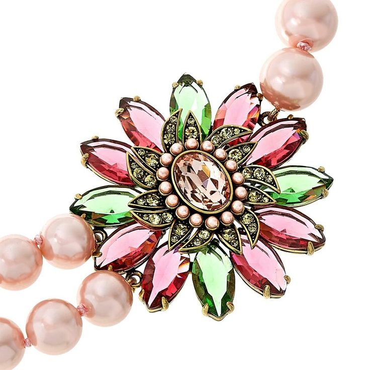 Mediterranean City, Heidi Daus, Benefit Cosmetics, Station Necklace, Bead Shop, Crystal Flower, Pink Pearl, Color Crystal, Designer Earrings