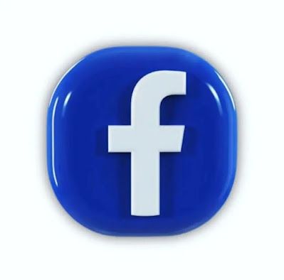 a blue and white facebook button with the letter f in it's center on a white background