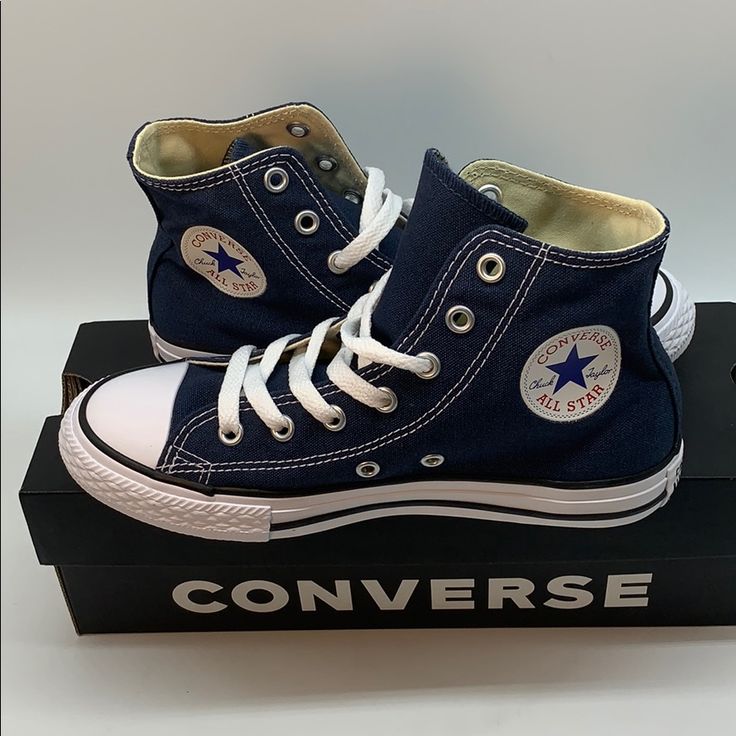 Scaled Back In Size For The Next Generation Of Original Thinkers, Rockers And Artists, This Converse Chuck Taylor All Star Remains True To The Iconic Original With Classic Details On A Comfortable Canvas Upper. Snug Fit Soft Textile Lining Vulcanized Construction Imported 100% Authentic. Blue Converse Cotton High-top Sneakers, Blue Cotton Converse High-top Sneakers, Blue Casual Cotton High-top Sneakers, Blue Sporty High-top Sneakers With Cotton Material, Casual Navy High-top Canvas Shoes, Casual Cotton Sneakers For School, Casual High-top Sneakers For School, Casual Converse Canvas Shoes For School, Dark Blue Converse