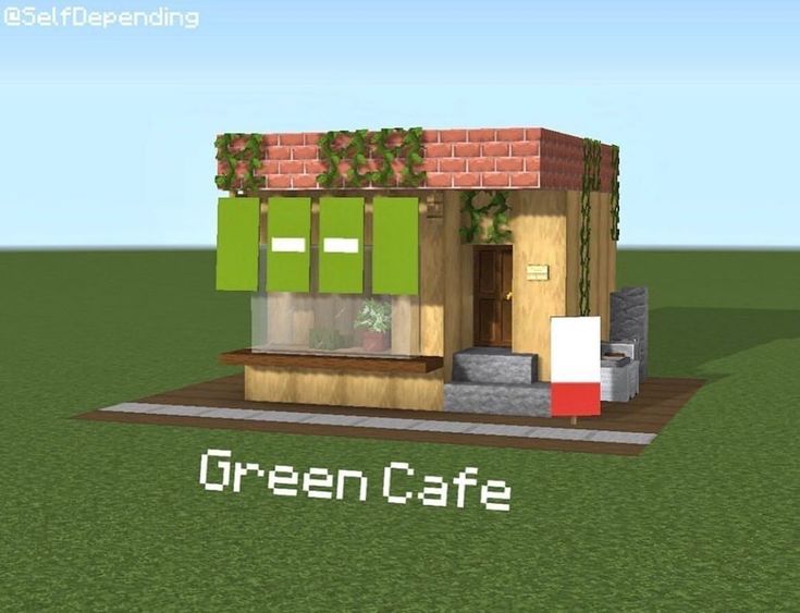 an image of a small green cafe in minecraft